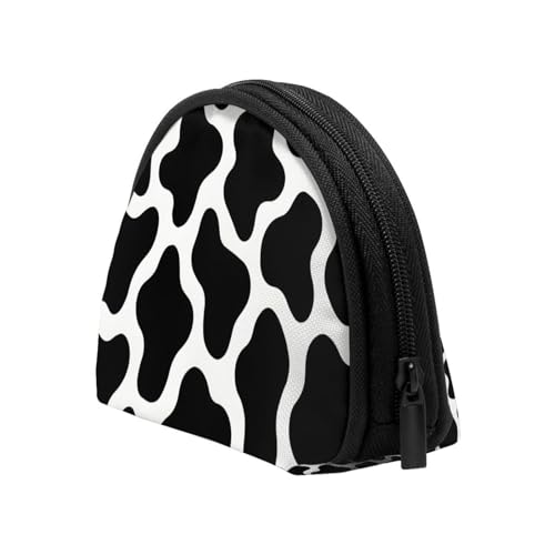 Portable Coin Purse Black Cow Skin Print Mini Zippered Money Pouch Card Holder4