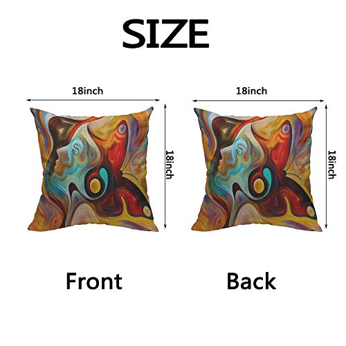 Hosnye TPC1818A64 Fractal Waved Throw Pillow Case Cushion Covers Brown, Red, Orange And Gold Watercolor Cotton Linen For Couch Bed Sofa Car Waist 18 X 18 Inch thumb #1