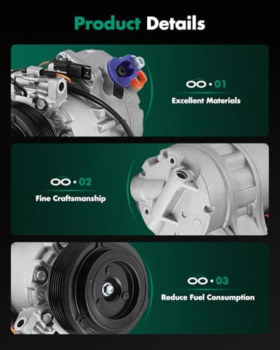 Image of SCITOO AC Compressor for BMW for X5 3.0L 2007-2010 | Fast Cooling, Ultra Low Noise (≤72 dB)Air Conditioner Compressor with Clutch, Easy Installation, 64509121758 64529185142