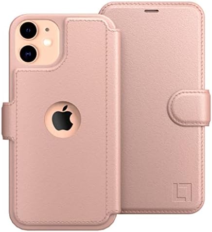 LUPA Legacy iPhone 11 Wallet Case for Women and Men - Case with Card Holder - [Slim + Durable] - Faux Leather -Flip Cell Phone case- i Phone 11 Purse Cases - Folio Cover - Rose Gold