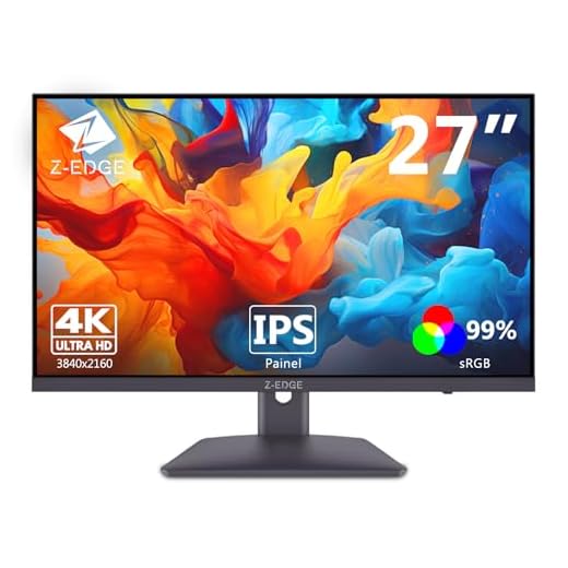Monitor 4K 27 polegadas Z-Edge, IPS Ultra HD 3840x2160, 60 Hz, Monitor PC, FreeSync, 99% sRGB, 2 HDMI e 2 DP, Ajuste de Inclinação, Sem Bordas