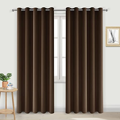 Image of DWCN Blackout Curtains 60 Inch Wide for Bedroom 60 x 84 Inch 2 Panels Brown