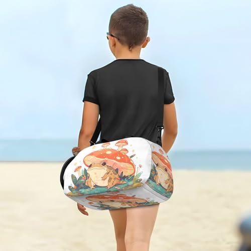 Duffle Bag for Boys or Girls with Shoes Compartment, Frog under Mushroom Sports Travel Bag Overnight4