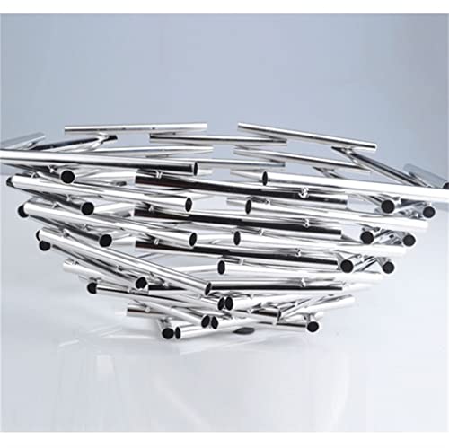 Gretd Stainless Steel Fruit Plate Decorative Metal Geometry Serving Basket Tableware And Kitchenware Organizer Ornament Craft (Color : Silver, Size : As The Picture Shows) #TOP2