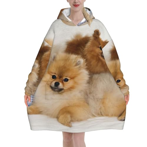 Couverture en peluche douce supérieure motif Poméranie vêtement d'intérieur adulte