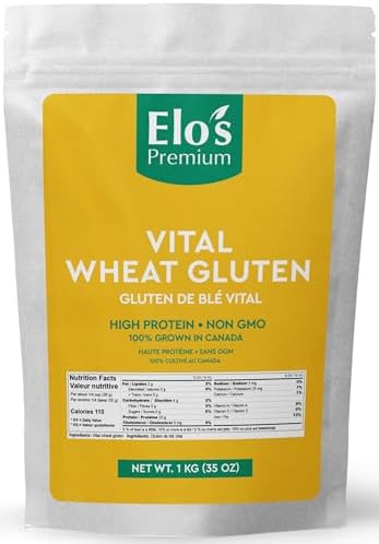 Vital Wheat Gluten (1kg 2.2lb) PRODUCT OF CANADA | High Protein, Non-GMO, Vegan | Perfect for Keto and Kosher Friendly | 100% Grown in Canada | Vegetarian Meat Substitute for Baking | Low Carb Alternative to Make Seitan| Elo’s Premium