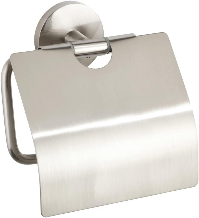 WENKO Cuba Toilet Roll Holder Without Lid, 13,5 x 9,5 x 4 cm, Silver Matt