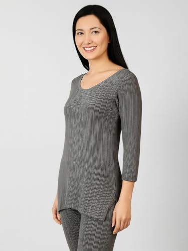 Image of Lux Cozi HEATEK Women's Ultra Soft Cotton 3 /4th Sleeves Thermal Top | Enhanced Flexibility | Deep Neck Ideal for Layering | Pack of 1