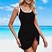 Womens One Piece Swimsuit Square Neck Tummy Control Bathing Suit Summer Fashion Tie Knot 2026 Swim Dress Black
