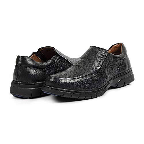 Sapato Linha Extremo Conforto Couro Floater Sem-stress Medical Line - 0501 - Preto Cor:Preto;Tamanho
