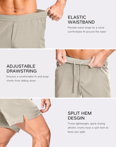Image of GGJ Men's Lightweight Athletic Shorts with 2 Zipper Pockets 7 inch /9 inch /5 inch Gym Workout Running Quick Dry Tennis Shorts for Men