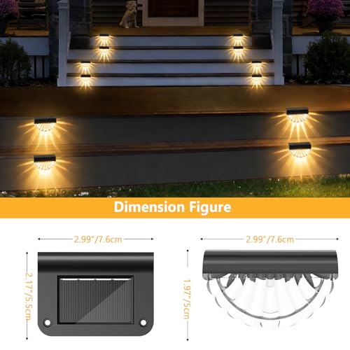 Solar Wandleuchte Aussen,4er-Set Solarleuchten für den Außenbereich IP65 wasserdicht, 3000K warmweiß, automatischer Schalter Solarlampen für Außen, Gartenzaun, Terrasse, Balkon und Pool