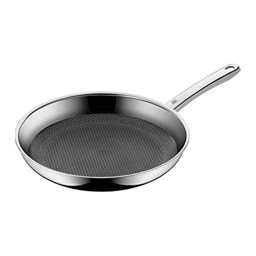NCKIDESI Sartenes Ollas Wok Sartén Sartén Antiadherente Sartén Premium Acero Inoxidable Utensilios de Cocina Saute Pan Chef Pan Tomelet Pansdishwasher Safe Utensilios de Cocina (Color : Metallic)