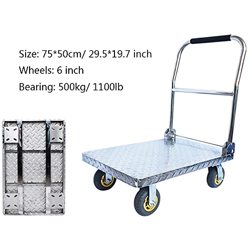 Carro de plataforma de acero inoxidable de alta capacidad con ruedas giratorias 3