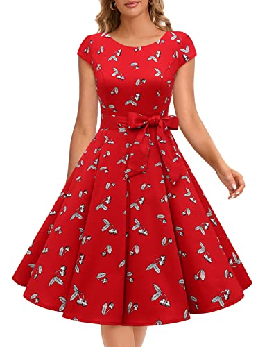 Dressystar Women Vintage 1950s Retro Rockabilly Prom Dresses Cap-Sleeve