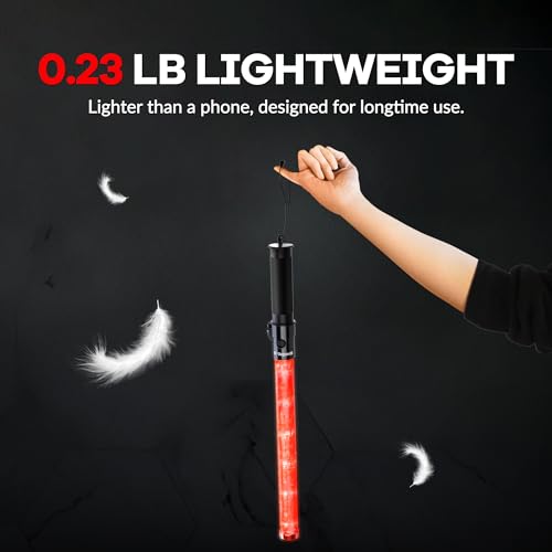 Image of E-riding 20 Pack Traffic Wand, 21 Inch Red Traffic Control Wand with 3 Flashing Modes & Side Clip, LED Safety Baton for Traffic Control, Parking, Aircraft, Car Directing
