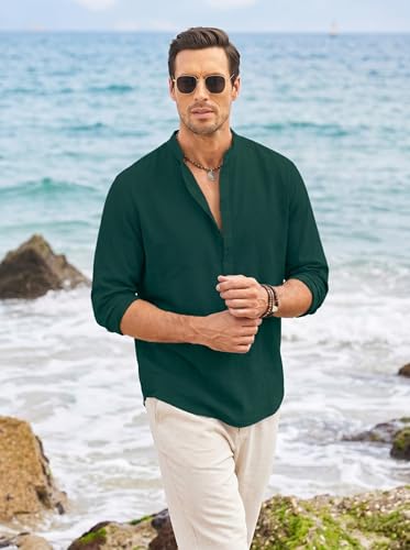 Image of ROYALSCOUT Men's Short Kurta | Solid Mandarin Collar Full Sleeve Pullover Style Kurta | Regular Fit Casual Ethnic Wear for Men