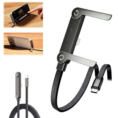 Image of Verilux PD 27W Type C to Lighting Fast Charging Cable with Stand, 6.6Ft Nylon C Type Charger Cable with 480MBPS Data Transfer, Lighting Right Angle for iPhone 14 /14 Pro /14 Pro Max /13 /12 /11 /XR /XS /X