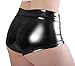 Kepblom Women's Shiny Metallic Booty Dance Shorts Hot Pants (Black, Medium)