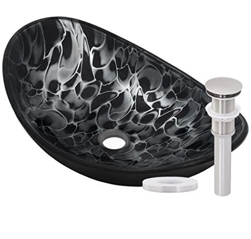 Miseno MNO-G1308210-BN Miseno MNO-G1308210 Oval 21-1/2" Tempered Glass Vessel Bathroom Sink