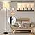 Floor Lamps for Living Room, Stepless Dimmable Standing Lamp, Modern Floor Lamp with Rotary Switch, Beige Linen Shade, 9W Led Bulb Included(1000LM,2700K), Tall Lamp for Bedroom, Office, Farmhouse