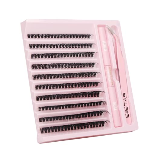 DIY Lash Extension Kit,200pcs Lash Clusters Individual Lashes Eyelash Extension Kit D Curl Volume Cluster Eyelashes with Lash Bond and Seal and Lash Tweezers,Application at Home Lash Extension Kit(50D - Image 2