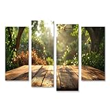 islandburner Prime Bild auf Leinwand KCTW Glasgarten mit hölzernem Tisch Wandbild Esszimmer Möbelgeschäft Bilder Wandbilder Poster