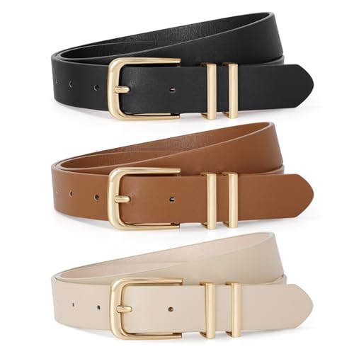 3 Pack Women Belts For Jeans Pants Dresses Ladies Leather Waist Belts