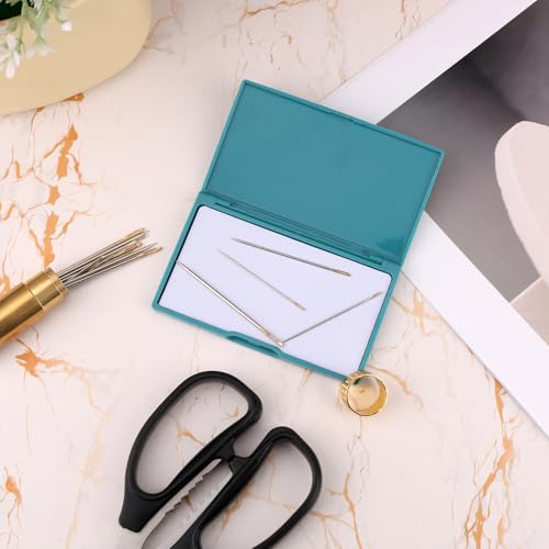 Image of Gosknor Magnetic Needle Case, Portable Cross Stitch Sewing Needle Storage Organizer Tools Rectangle Magnetic Knitting Pin Holder Box Container Accessories for Small Metal Objects Keeper (Blue)