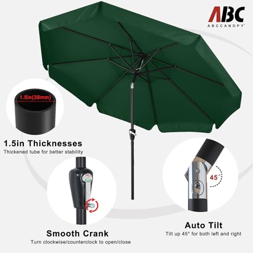 Image of ABCCANOPY 7.5ft Scalloped Patio Umbrella, Outdoor Table Umbrella with Tilt and Crank, Fiberglass Ribs Deck Umbrella for Patio, Pool, Garden, Picnic (Deep Green)