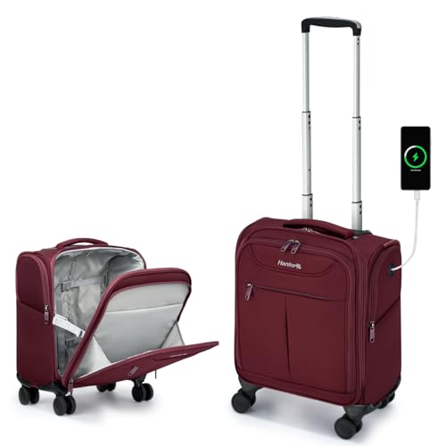 [Hanke] キャリーバッグ 機内持ち込み 静音 4輪 上開き 容量25L スーツケース ss Miniサイズ 14型PC対応 1～2泊 ビジネス 小型 (ブルゴンディ)