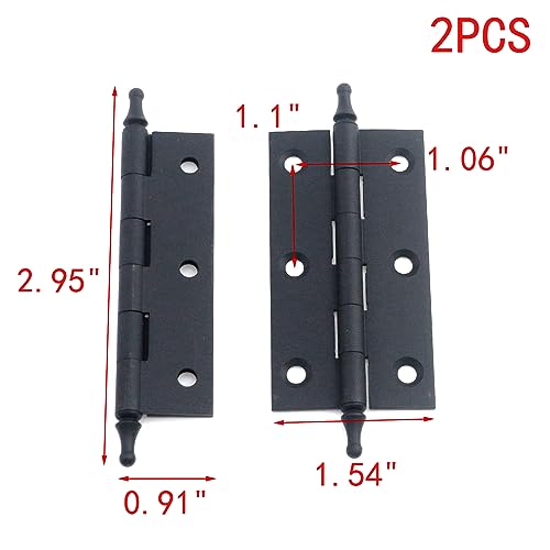 My Mironey 2-Pack Black Folding Butt Hinges Crown Head Door Hinges Copper Antique Style Steeple Hinges With Screw For Cabinet Door Furniture Cupboard Wardrobe,2.95" X 1.54" #TOP1