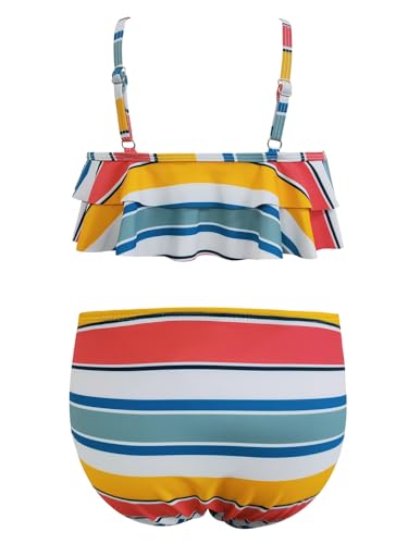 Image of SHEKINI Girls Floral Print Bathing Suits Ruffle Flounce Two Piece Swimsuits