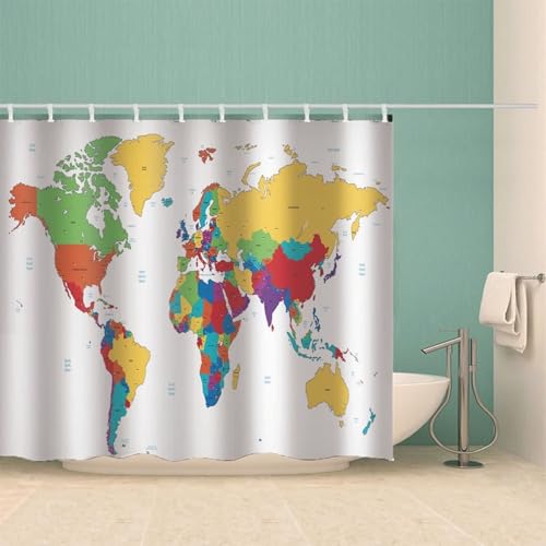 Rideau de douche imperméable blanc en tissu lavable avec anneaux
