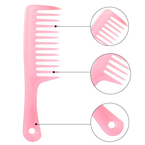 Wide Tooth Comb Hair Combs: 2Pcs Wide Tooth Comb For Curly Hair,Black Hair,Thick Hair,Fine Hair,Wet Hair,Plastic Long Large Wide Tooth Comb For Shower Detangler,Hair Combs For Women(Pink) #TOP4