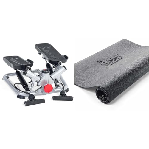 Sunny Health & Fitness Stepper de bajo Impacto para un Entrenamiento Integral con Bandas de Resistencia y tapete Protector de Espuma para Gimnasio en casa