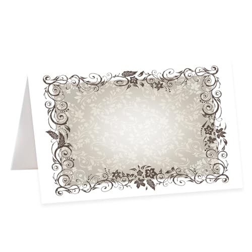 Andaz Press Halloween Name Place Cards for Table Setting, Goth Vintage Frame Blank Food Labels for Party Buffet Cards, Dessert Table Display, Scored Mini Signs Food Display, 24 Pack 2 x 3.5