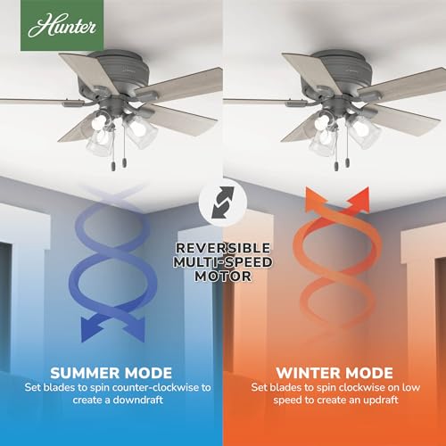 Image of Hunter Crestfield, Indoor, Ceiling Fan, Quiet, 42 inch, Matte Silver