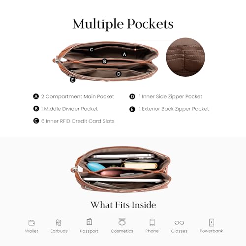Image of befen Genuine Leather Crossbody Bags for Women, Small RFID Leather Cross Body Purses Shoulder Handbags