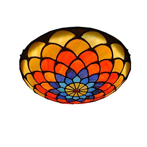 Plafonniers LED Retro Art en vitrail rond de 30 cm dimmable pour chambre