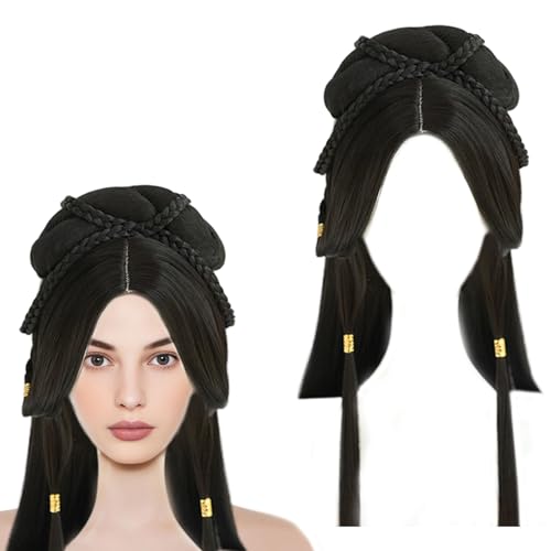 Perruque asiatique longue tressée noire pour Hanfus - 6