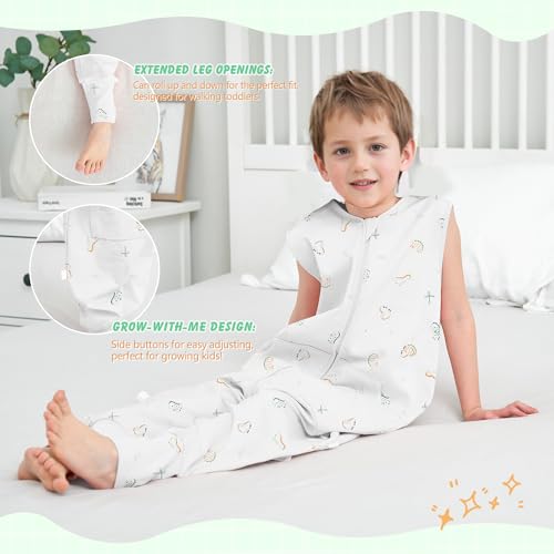 Image of LAT Baby Sleep Sack,Summer Toddler Cotton Sleep Sacks with Legs,Dinosaur for Boys Girls,Baby Wearable Blanket with Zipper
