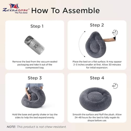 Image of ZEXSAZONE Round Donut Pet Bed for Cats and Puppies Dogs, Cozy and Plush, Raised Bedside Support, Both Sides Use Like 2 in One, Washable, Sizes for Small, Medium, and Large Pets. (Grey, Small)