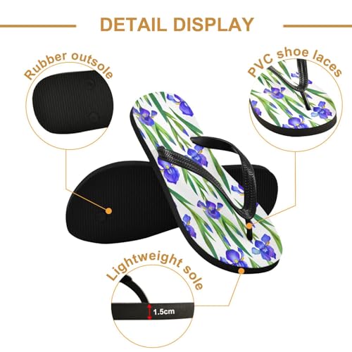 Sinestour Flower Leaves Purple Flip Flops for Beach Thong Sandals Anti-slip Lightweight Beach Slippers for House Indoor Outdoor3