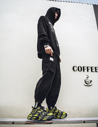 PU Leather Colorblock Distressed Chunky Sneakers Men Thick Sole Graffiti Casual Sports Shoes for Streetwear Autumn Outfits Height Increasing Platform Design2