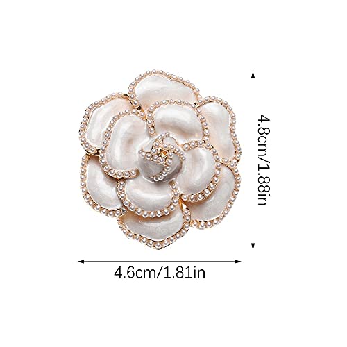 Image of HomeSoGood 2Pcs Pearl Camellia Flower Brooch Coat Alloy Brooch Enamel Camellia Elegant Pin Jewelry Accessories for Women