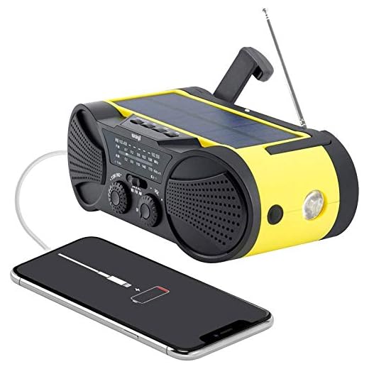 Emergency Weather Radio 4000mAh - Portable, Solar Powered, Hand Crank, AM FM NOAA Weather Stations, USB Cell Phone Charger, SOS Alarm, LED Flashlight & Reading Light Radio - Buzz4000