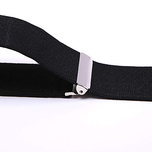KANGDAI Bretelles Homme Larges 6 clips Brace Men Y Retour Suspensions ajustables ¨¦lastiques et durables Clips en m¨¦tal fort (Noir) - Image 6
