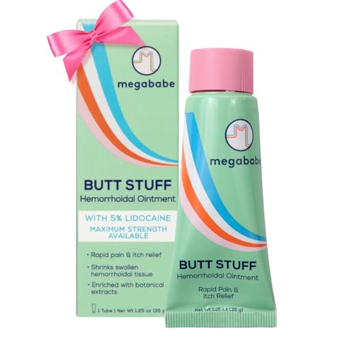 Megababe Hemorrhoidal Ointment | with 5% Lidocaine | Rapid Pain & Itch Relief | Shrinks Swollen Hemorrhoidal Tissue | 1.25 oz