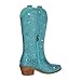 richealnini Wide Mide Calf Boots Embellished Rhinestones Cowgirl Cowboy Boots Western Country Diamante Heel Stacked Heeled Long Booties Zip Up Crystal Prom Bridal Party Dress Blue Size 10